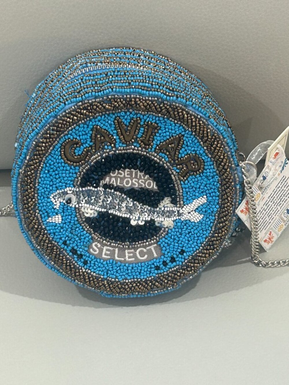 Caviar Fish Beaded Bag Handcrafted in India Round Crossbody NWT Tik Tok Viral